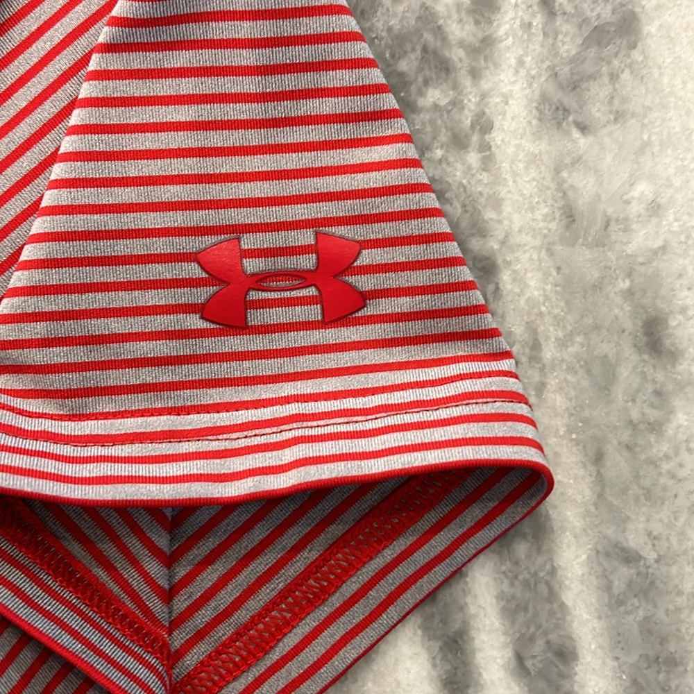 Under Armour Boys Ballantyne Country Club Performance Polo YXL Red Grey Stripe - Picture 5 of 7